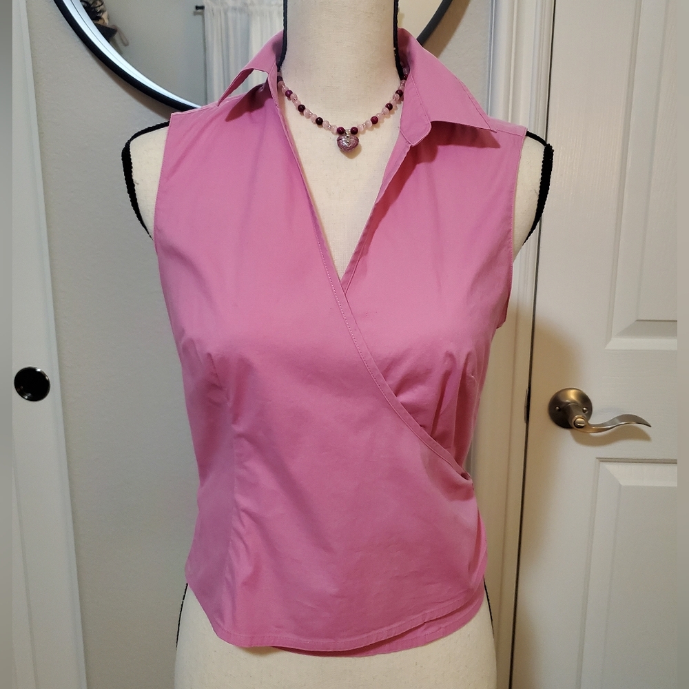 ANN TAYLOR PINK WRAP BLOUSE SIZE 6